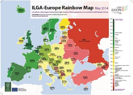 ILGA-Europe Rainbow Europe Map 2014 - landkaart