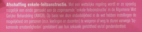 Enkele feitcontstructie - detail Roze Stembusakkoord