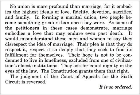 US Supreme Court - passage Obergefell v Hodges - 26 juni 2013 klein